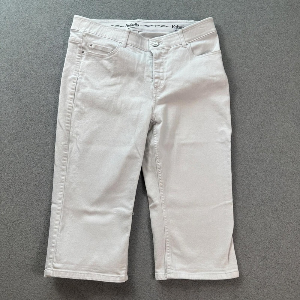 Rafaella Weekend White Denim Capri Pants Women Size 12 Stretch Cropped Jeans